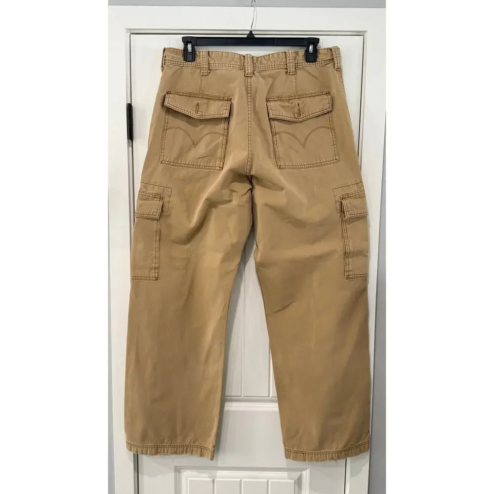 Levi's Cargo Pants Mens 38x32 Beige Canvas Multi Pocket Relaxed Fit